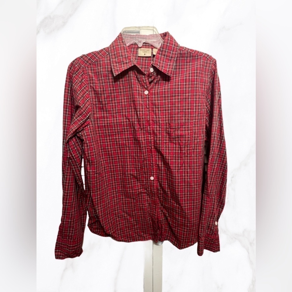Mountain Lake plaid button down red long sleeve shirt